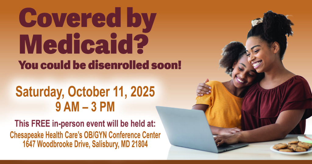 a flyer for a medical event with two women on a laptop