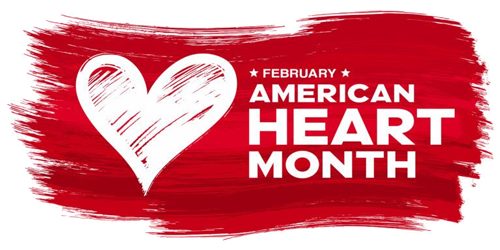 a heart with the words american heart month on it