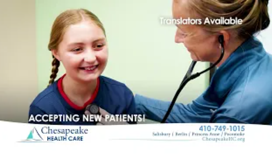 Child at a pediatric checkup with a Chesapeake Health Care provider.